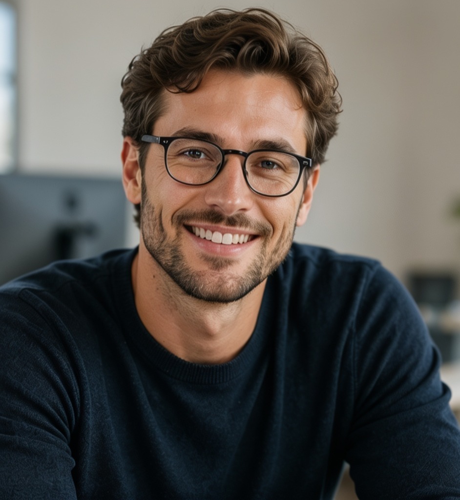 Jonas, 28 Jahre, Modellperson der bAV-Broschüre.